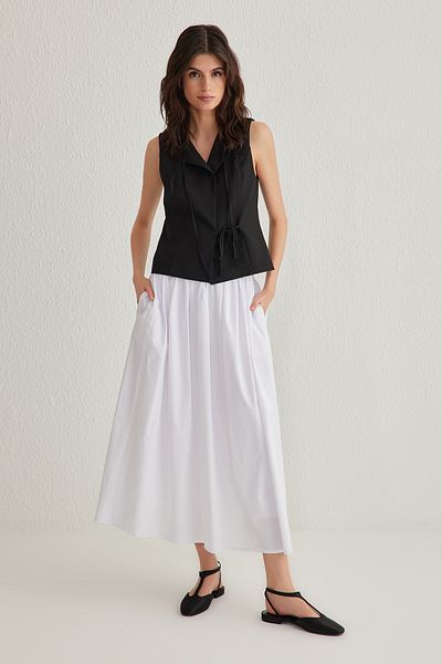 Trendyol Collection Bílá rozšířená Maxi elastická sukně Twoss25Et00017