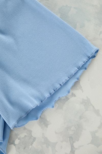 TRENDYOLKIDS Light Blue Female Child Basic Tie-Up Sleeveless Undershirt Shorts Knitted Top and Bottom Set Tkdss25Au00018