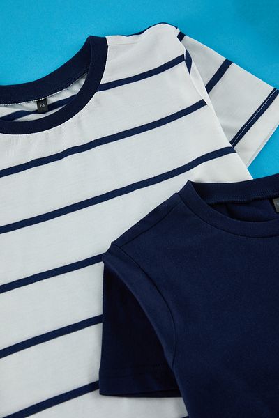 TRENDYOLKIDS Chlapecké pletené tričko Navy-Ecru Tkdss25Ts00025