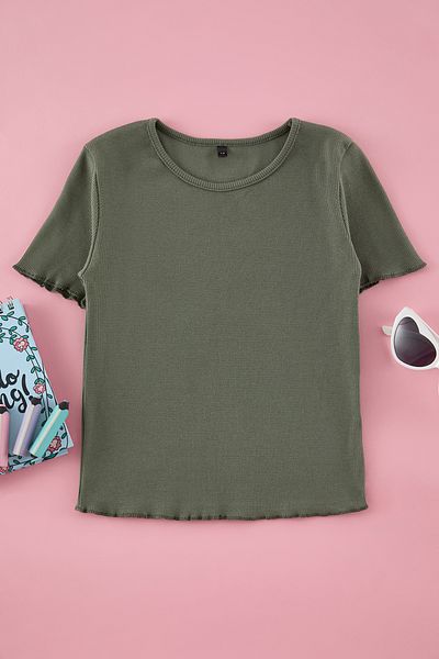 TRENDYOLKIDS Χακί γυναικείο πλεκτό μπλουζάκι TKDSS25TS00020