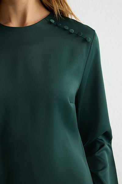 Trendyol Modest Khakifarbenes, gewebtes Abendkleid aus Satin TCTSS25DB00000