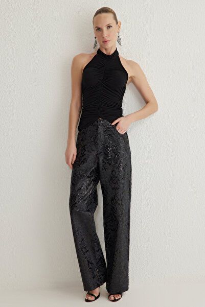 Trendyol Collection Black Drape Detailed Knitted Bustier Tprss25Bs00002