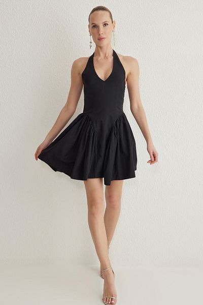 Trendyol Collection Černé popelínové tkané šaty střihu do A Tprss25El00136
