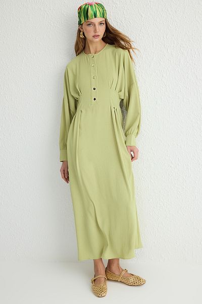 Trendyol Modest Χακί Χωρίς επένδυση Απλό υφαντό φόρεμα Hijab Aerobin TCTSS25EB00020