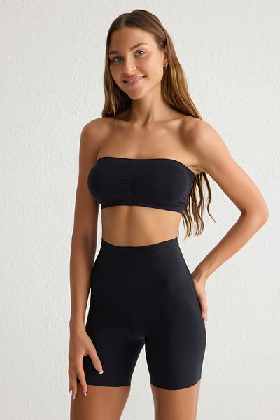 Trendyol Collection Micro-Boxershorts mit hoher Taille – Schwarz/Haut, 2er-Set THMSS25KU00010