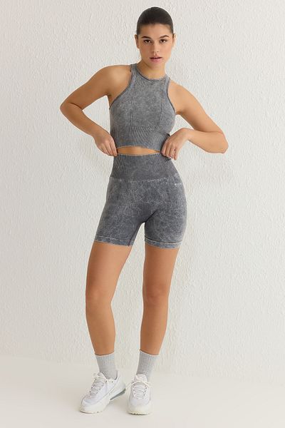 Trendyol Collection Anthrazitfarbene, nahtlos gestrickte Sportshorts – waschbare, kurze Leggings THMSS23TY00034