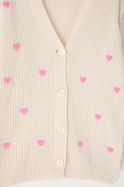 Edit by Trendyol Stone Heart Pattern Comfortable Fit Knitwear Cardigan Tedaw25Th00004
