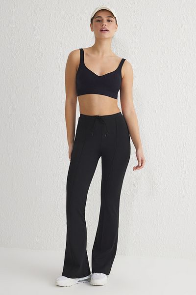 Trendyol Collection Sport-Jogginghose aus Scuba-Stoff – Bindedetail, Schwarz THMSS25EA00003