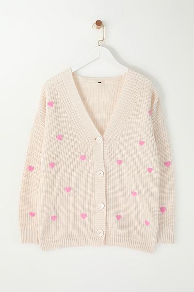 Edit by Trendyol Stone Heart Pattern Comfortable Fit Knitwear Cardigan Tedaw25Th00004