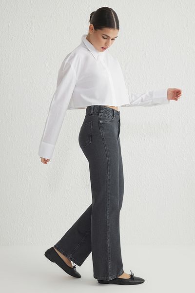 Trendyol Collection Black High Waist Wide Leg Jeans Twoss21Je0385