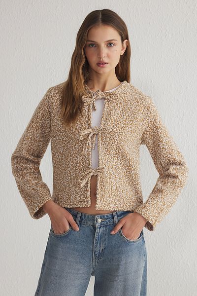 Trendyol Collection Яке с камилов цвят и стандартна кройка - TWOSS25MO00039