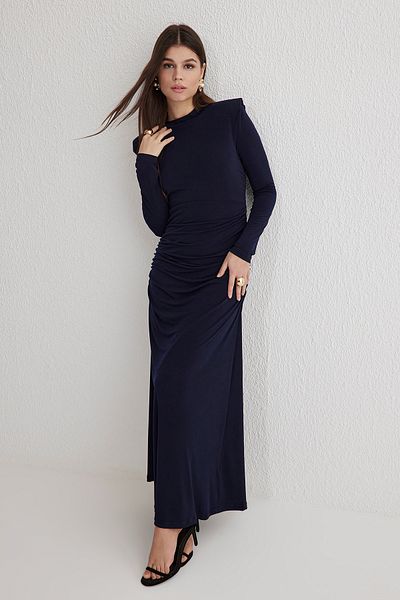 Trendyol Modest Tmavě modré pletené šaty TCTSS25DB00015