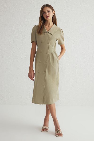 Trendyol Collection Φόρεμα με υφαντό μπουφάν από ποπλίνα με λεπτομέρεια από μέντα TWOSS25EL00134
