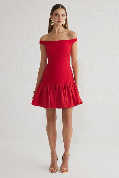 Trendyol Collection Red Waist Opening Woven Dress Tprss25El00139