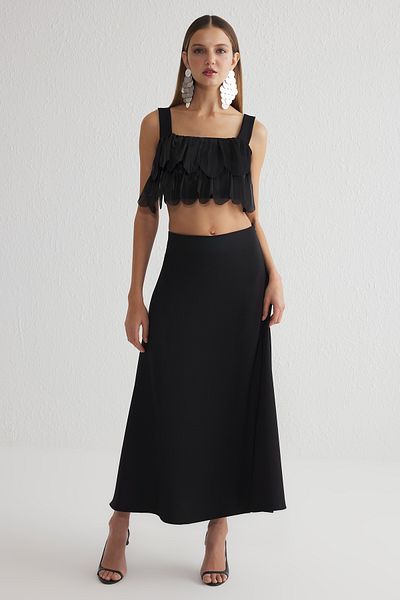 Trendyol Collection Black Taffeta Woven Bottom-Top Suit Tprss25Au00000
