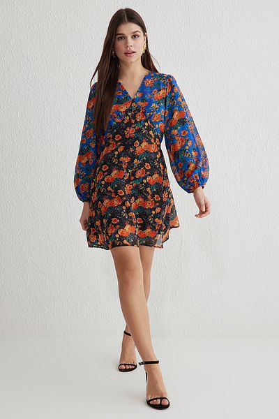 Trendyol Collection Multicolor A-Line Floral Mini Woven Dress Twoss25El00476