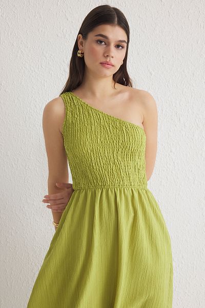 Trendyol Collection Ölgrüner Rock, gewebtes Midi-Kleid mit Gipsverschluss an der Taille TWOSS23EL01830
