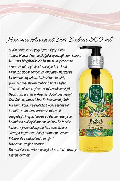 Eyüp Sabri Tuncer 500 ml Hawaiian Pineapple, Fountain Lemon, Japan Cherry Blossom, Rosie with White Soap and Olive Oil