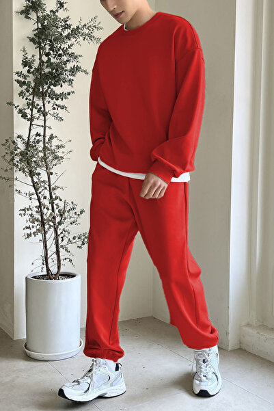 YAKAMEL Set de trening pentru bărbați, cu gât crewneck, supradimensionat, cu ...