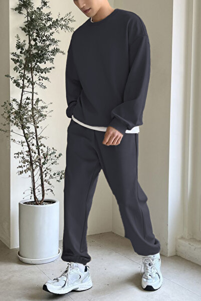 YAKAMEL Set de trening pentru bărbați, cu gât crewneck, supradimensionat, cu ...