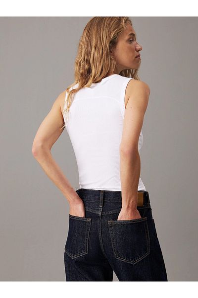 Calvin Klein قميص داخلي نسائي من القطن بدون أكمام كاجوال باللون الأبيض K20K 208054 -ياف