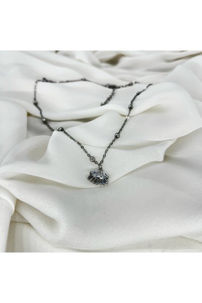FM Bijuteri Women's Steel Necklace with Diamond Eye Lashes