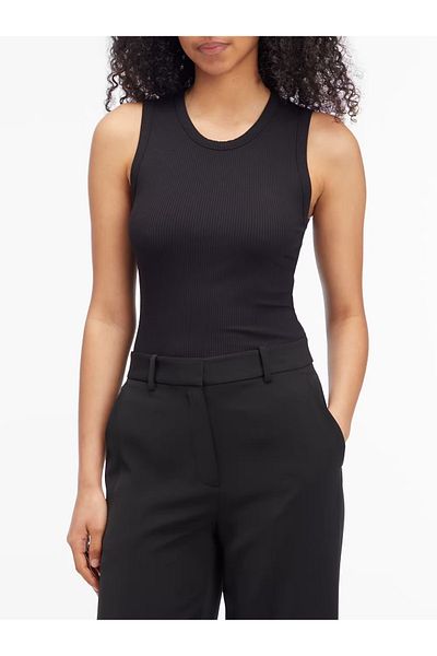 Calvin Klein Women's Cotton Round Sleeveless Casual Black Tank Top K20K 208054 -Beh