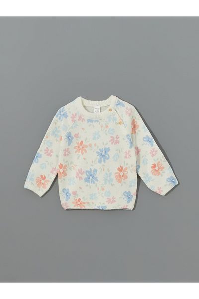 LC Waikiki LCW Baby Girl Crew nyakú, nyomott pulóver és melegítőnadrág szett - hosszú ujjú 2db-os szett