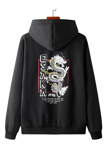 MOONBULL Unisex Μπλούζα Oversize Μαύρο Osaka με κουκούλα