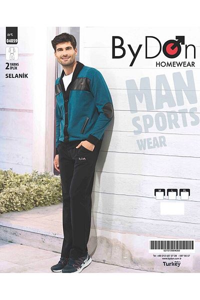ByDon Σετ ανδρικές χειμερινές πιτζάμες - μακρύ μανίκι, ύφασμα Θεσσαλονίκης με 2 κλωστές, κουμπί μπροστά, βαμβακερό