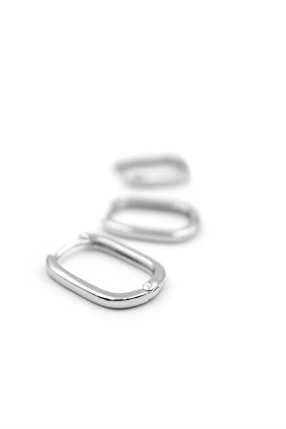 MENESSA 3 قطع أقراط دائرية بيضاوية بدون حجر - فضي