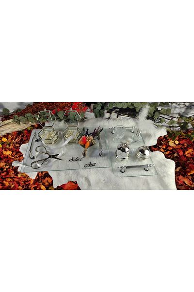 Basic Creation Set of 2 - Glass Promise and Groom Coffee Tray, Accessories