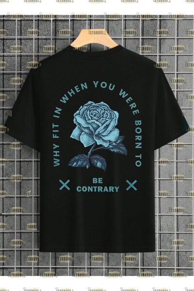 donamod تيشيرت أبيض مطبوع عليه Be Contrary مقاس كبير