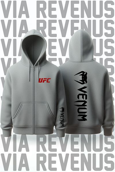 Vordevia Ufc Venum Front and Back Printed Unisex Zip Hooded Sweatshirt Cardigan