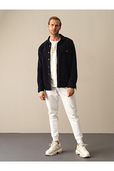 Xint Erkek Lacivert Pamuk Dokulu Fit Cepli Gömlek Ceket