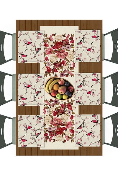 Filamente Ramadan Runner + 6 Pieces of American Service / Table Set / Stain Resistant and Washable Micropetek Fabric