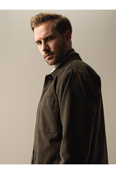 Xint Erkek Haki %100 Pamuk Regular Fit Gömlek Ceket