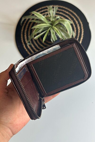 La La'Graccio Paris La'Graccio Paris Lancy Men's Zippered Rfid Protection Genuine Leather Wallet Brown