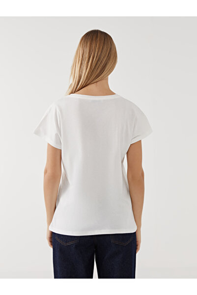 LC Waikiki Damski T-shirt z okrągłym dekoltem i haftem