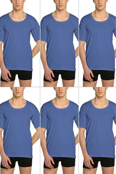CENNETOĞLU Tricou pentru bărbați, cu guler larg, din bumbac pieptănat, pachet de 6
