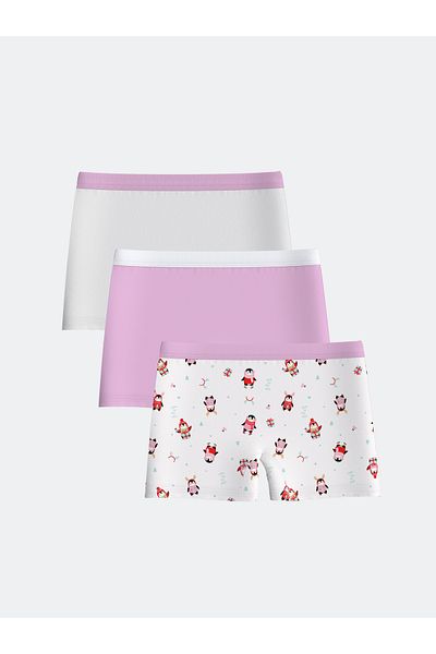 LC Waikiki Bokserki dziewczęce w stylu noworocznym - zestaw 3 sztuk