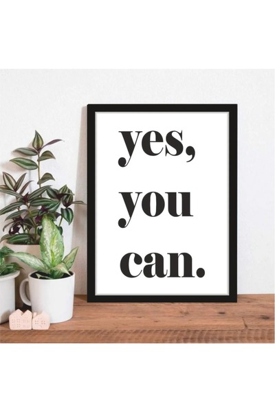 AR AJANS KANVAS TABLO طاولة MDF مزخرفة بمظهر إطاري تحت عنوان Yes You Can