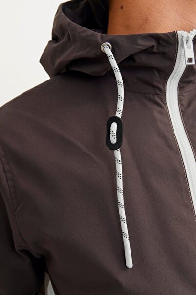 Jack & Jones Jjerush Hood Bomber Noos Brown