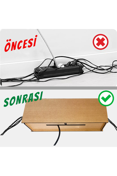 mars tasarım MASA ALTI , DUVAR, KABLO KUTUSU, KABLO DÜZENLEYİCİ, KABLO GİZLEME ORGANİZER - 5 MM AHŞAP