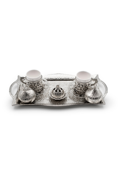 ANTEPSEPETİ Silver Plated Copper Set of 2 Coffee Cups