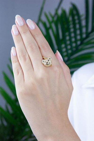 Sose Moda Gold Color Steel Teddy Bear Earrings