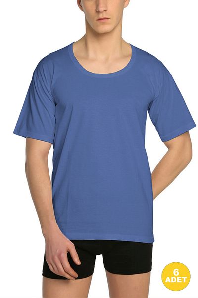 CENNETOĞLU Tricou pentru bărbați, cu guler larg, din bumbac pieptănat, pachet de 6