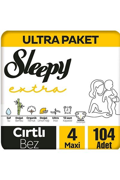 Sleepy Extra Daily Activity Size 4 Maxi 104 Pack Baby Diapers