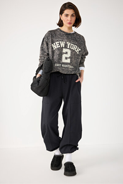 No Matter What Pale Effect Printed Oversize Sweatshirt