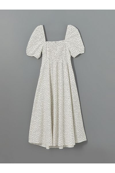 LC Waikiki Polka Dot Damenkleid mit quadratischem Ausschnitt